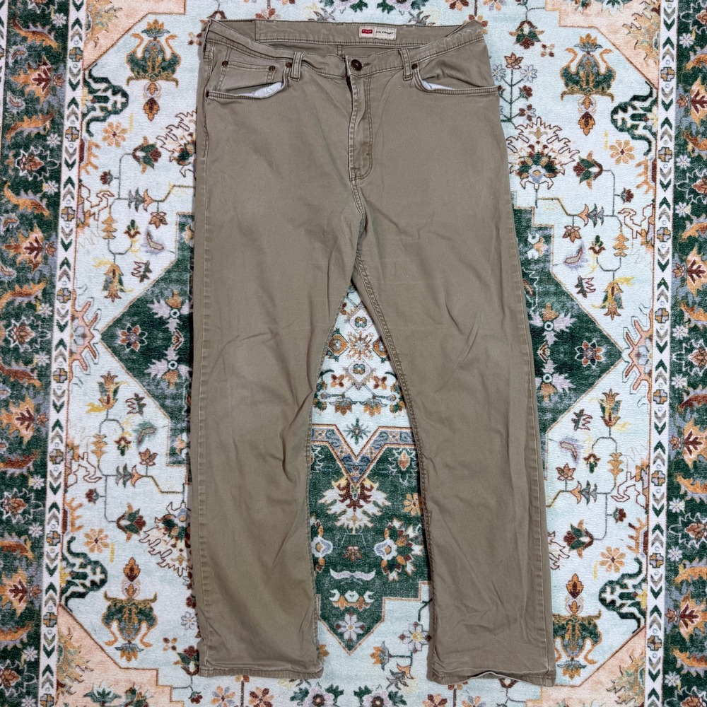 Wrangler Slim Straight Tan Casual Pants Mens Size‎ 36x30